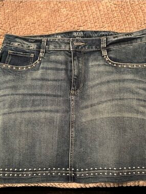 a.n.a Denim Mini Skirt with Stud Trim